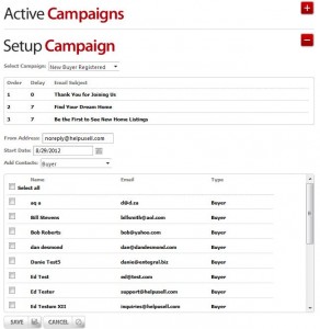 Help-U-Sell Drip Email Campaign Setup Screen