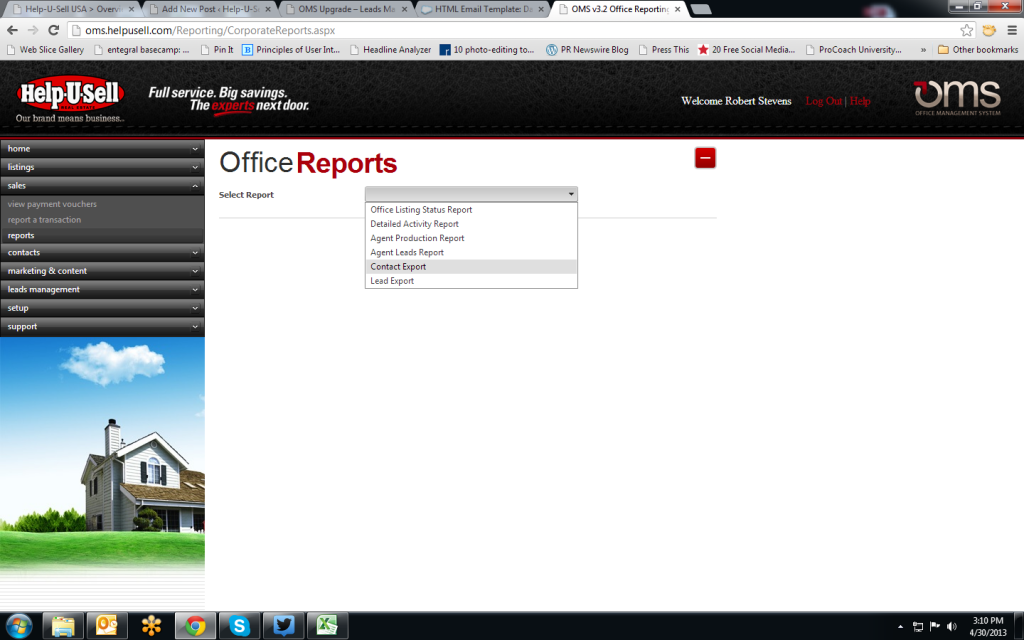 Help-U-Sell Real Estate contact and lead export tools
